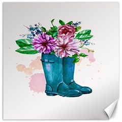 Cute Watercolor Boots With Flowers  Canvas 20  X 20   by TastefulDesigns