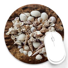 Tropical Sea Shells Collection, Copper Background Round Mousepads by yoursparklingshop