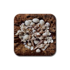 Tropical Sea Shells Collection, Copper Background Rubber Coaster (square)  by yoursparklingshop