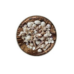 Tropical Sea Shells Collection, Copper Background Hat Clip Ball Marker (4 Pack) by yoursparklingshop