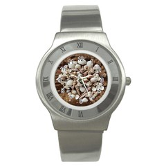 Tropical Sea Shells Collection, Copper Background Stainless Steel Watch by yoursparklingshop