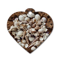 Tropical Sea Shells Collection, Copper Background Dog Tag Heart (one Side) by yoursparklingshop