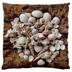 Tropical Sea Shells Collection, Copper Background Large Flano Cushion Case (one Side) by yoursparklingshop