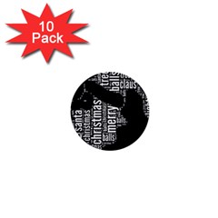 Funny Santa Black And White Typography 1  Mini Buttons (10 Pack)  by yoursparklingshop