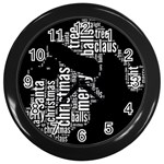 Funny Santa Black And White Typography Wall Clocks (Black) Front