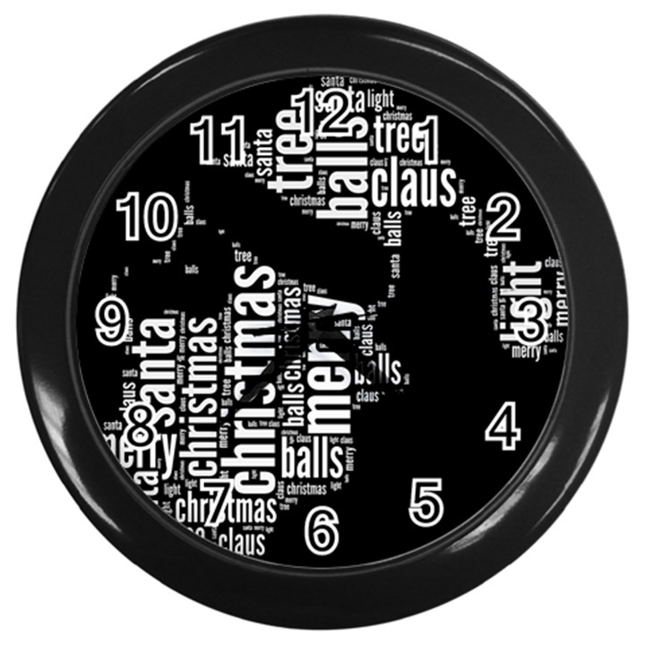 Funny Santa Black And White Typography Wall Clocks (Black)