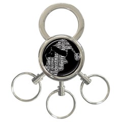 Funny Santa Black And White Typography 3-ring Key Chains by yoursparklingshop