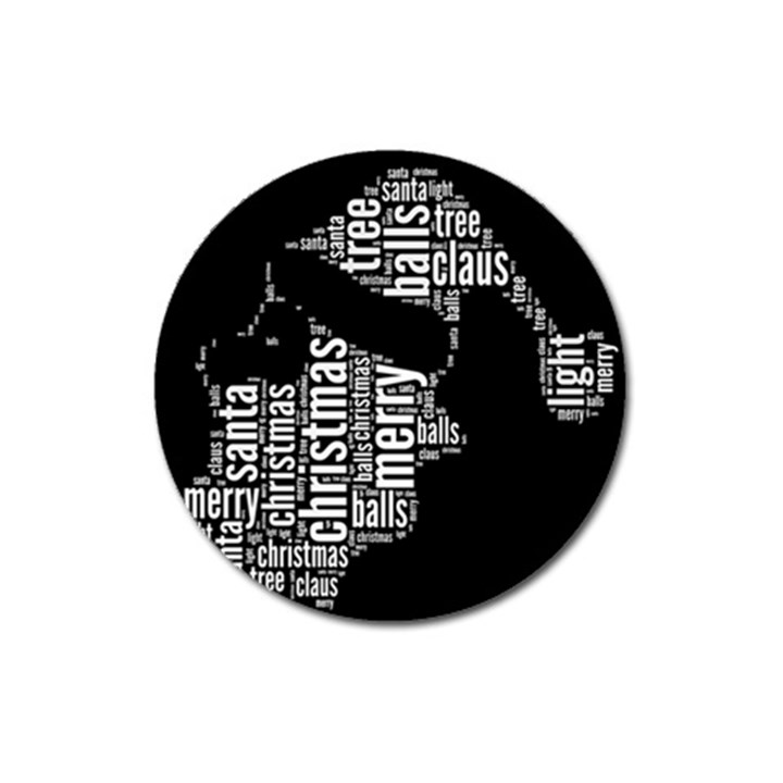 Funny Santa Black And White Typography Magnet 3  (Round)