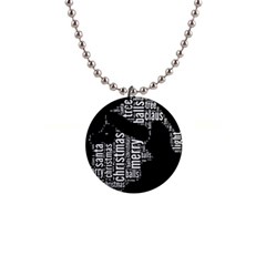 Funny Santa Black And White Typography Button Necklaces