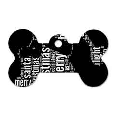 Funny Santa Black And White Typography Dog Tag Bone (two Sides) by yoursparklingshop