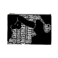 Funny Santa Black And White Typography Cosmetic Bag (large)  by yoursparklingshop