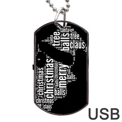 Funny Santa Black And White Typography Dog Tag Usb Flash (one Side) by yoursparklingshop