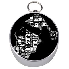 Funny Santa Black And White Typography Silver Compasses by yoursparklingshop