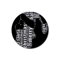 Funny Merry Christmas Santa, Typography, Black And White Rubber Round Coaster (4 Pack)  by yoursparklingshop