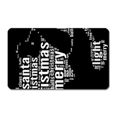 Funny Merry Christmas Santa, Typography, Black And White Magnet (rectangular) by yoursparklingshop