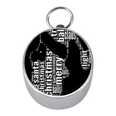 Funny Merry Christmas Santa, Typography, Black And White Mini Silver Compasses