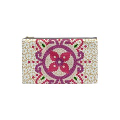 Hindu Flower Ornament Background Cosmetic Bag (small)  by TastefulDesigns