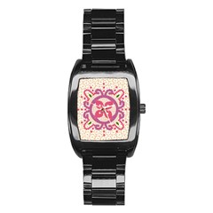 Hindu Flower Ornament Background Stainless Steel Barrel Watch by TastefulDesigns