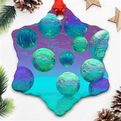 Ocean Dreams, Abstract Aqua Violet Ocean Fantasy Snowflake Ornament (2-side) by DianeClancy