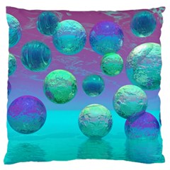 Ocean Dreams, Abstract Aqua Violet Ocean Fantasy Large Flano Cushion Case (one Side) by DianeClancy