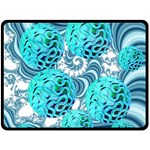 Teal Sea Forest, Abstract Underwater Ocean Fleece Blanket (Large)  80 x60  Blanket Front