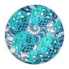 Teal Sea Forest, Abstract Underwater Ocean Round Filigree Ornament (2side) by DianeClancy