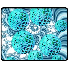 Teal Sea Forest, Abstract Underwater Ocean Double Sided Fleece Blanket (medium)  by DianeClancy