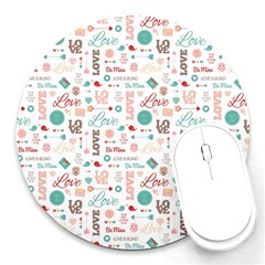 Lovely Valentine s Day Pattern Round Mousepads by TastefulDesigns