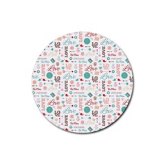 Lovely Valentine s Day Pattern Rubber Coaster (round)  by TastefulDesigns