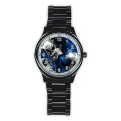 Amazing Fractal 26 Stainless Steel Round Watch by Fractalworld