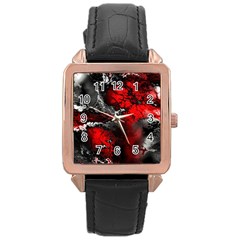 Amazing Fractal 25 Rose Gold Leather Watch  by Fractalworld