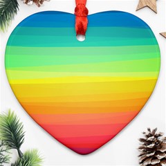 Sweet Colored Stripes Background Ornament (heart)  by TastefulDesigns