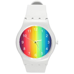 Sweet Colored Stripes Background Round Plastic Sport Watch (m) by TastefulDesigns