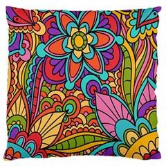 Festive Colorful Ornamental Background Large Flano Cushion Case (two Sides) by TastefulDesigns