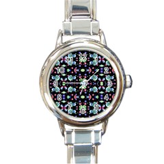 Multicolored Galaxy Pattern Round Italian Charm Watch by dflcprints