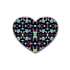 Multicolored Galaxy Pattern Rubber Coaster (heart)  by dflcprints