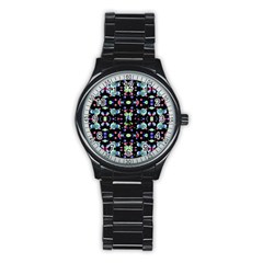 Multicolored Galaxy Pattern Stainless Steel Round Watch by dflcprints