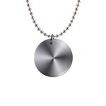 Shiny Metallic Silver Button Necklaces Front