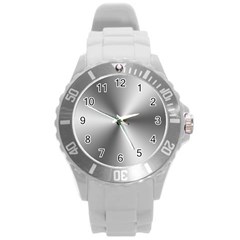 Shiny Metallic Silver Round Plastic Sport Watch (l) by yoursparklingshop