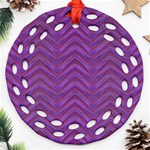 Grunge Chevron Style Ornament (Round Filigree)  Front