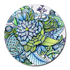 Peaceful Flower Garden 1 Round Mousepad by Zandiepants