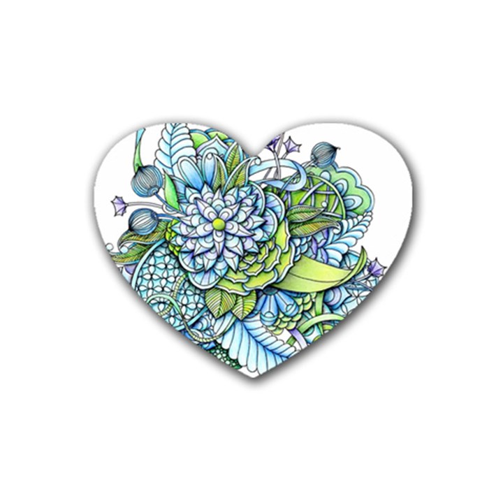 Peaceful Flower Garden 1 Rubber Coaster (Heart)