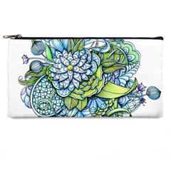 Turquoise Damask Pattern Pencil Cases by Zandiepants