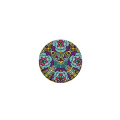 Mariager - Bold Blue,purple And Yellow Flower Design 1  Mini Button by Zandiepants