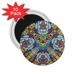 Mariager - Bold Blue,purple And Yellow Flower Design 2 25  Magnet (10 Pack) by Zandiepants