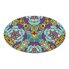 Mariager - Bold Blue,purple And Yellow Flower Design Magnet (oval) by Zandiepants