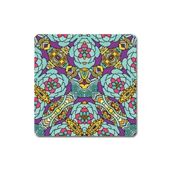 Mariager - Bold Blue,purple And Yellow Flower Design Magnet (square) by Zandiepants