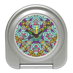 Mariager - Bold Blue,purple And Yellow Flower Design Travel Alarm Clock by Zandiepants