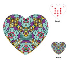 Mariager - Bold Blue,purple And Yellow Flower Design Playing Cards (heart) by Zandiepants