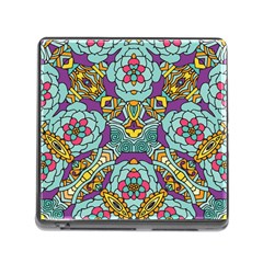 Mariager - Bold Blue,purple And Yellow Flower Design Memory Card Reader (square) by Zandiepants